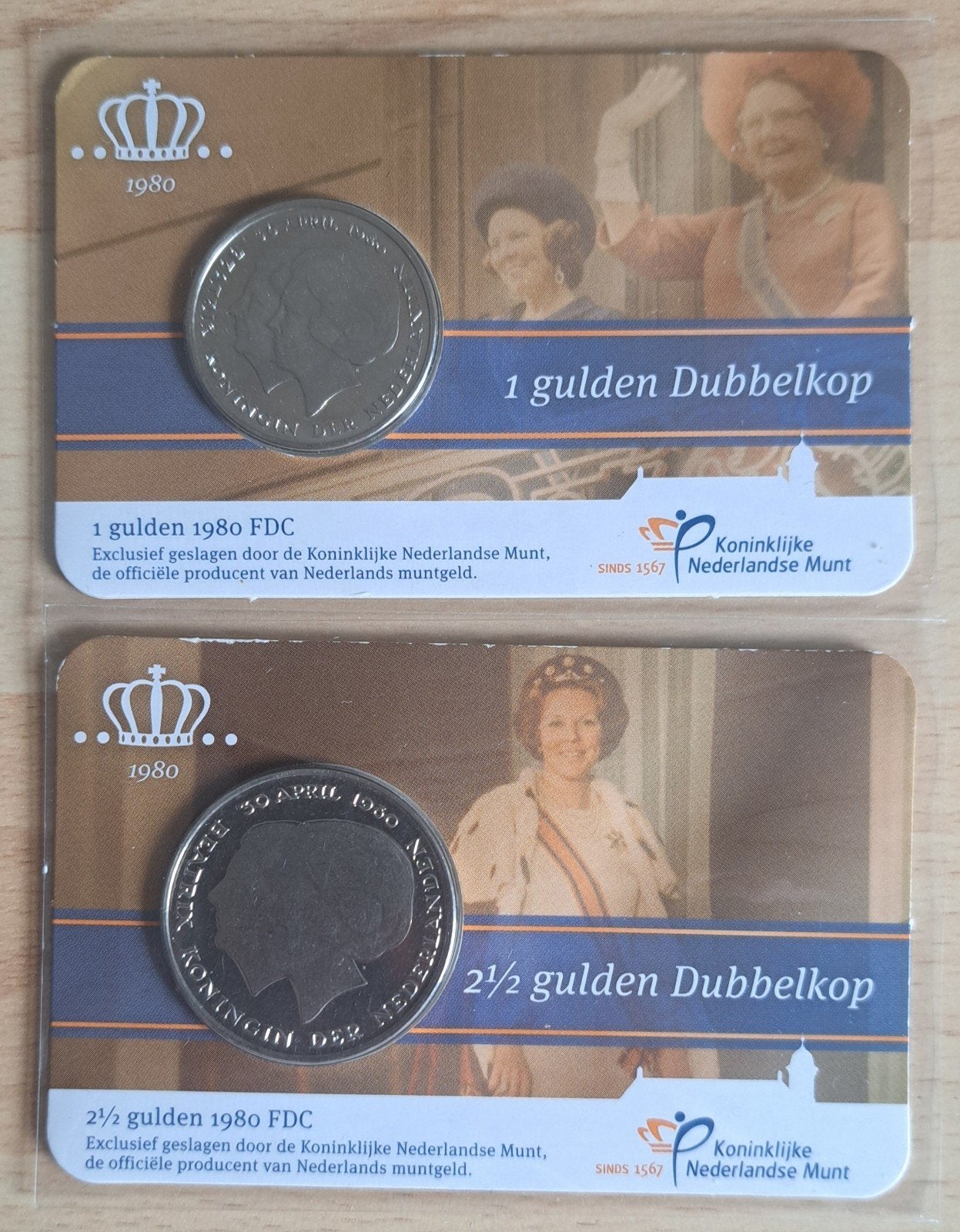 1 gulden  en 2,5 gulden coincard 1980, Postzegels en Munten, Munten | Nederland, Ophalen of Verzenden, Koningin Beatrix, 1 gulden