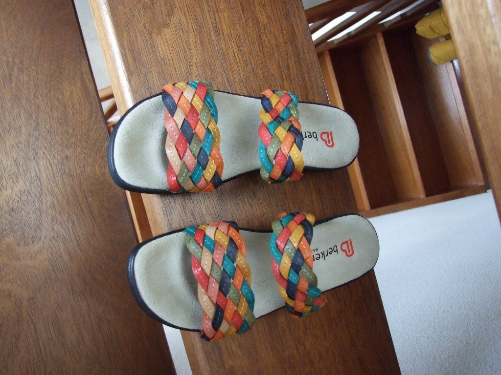 Berkemann nieuwe leren slippers met gevlochten banden 36 1/2, Kleding | Dames, Schoenen, Slippers, Overige kleuren, Berkemann
