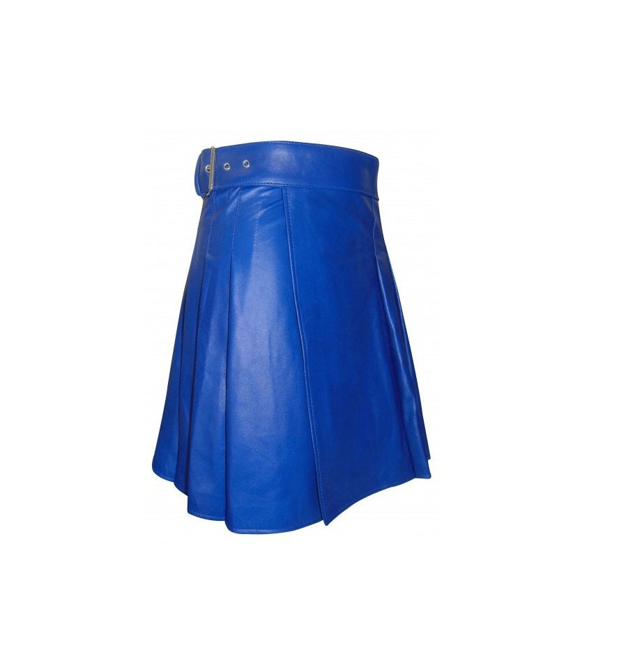 Blauwe kunstleren heren kilt / schotse mannen kleding rok, Kleding | Heren, Carnavalskleding en Feestkleding, Verzenden, Nieuw