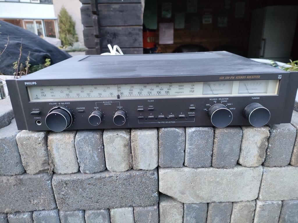 Vintage Philips 603 AM/FM Stereo Receiver, Audio, Tv en Foto, Versterkers en Receivers, Gebruikt, Minder dan 60 watt, Overige merken