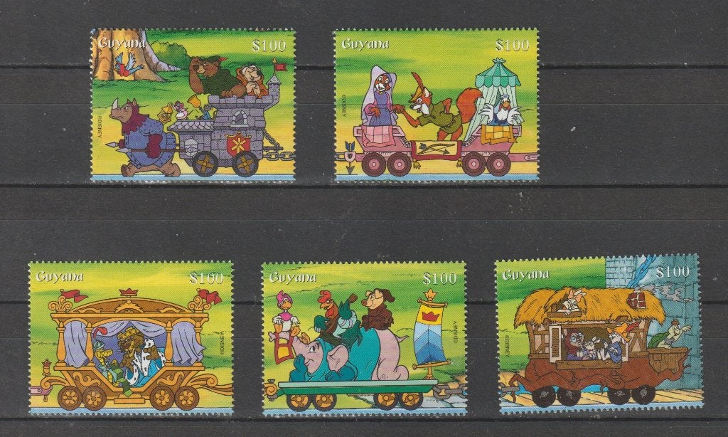 DISNEY = ROBIN HOOD TREIN = compl.sv5st GUYANA-Y4754A, Verzenden, Postfris, Overige thema's