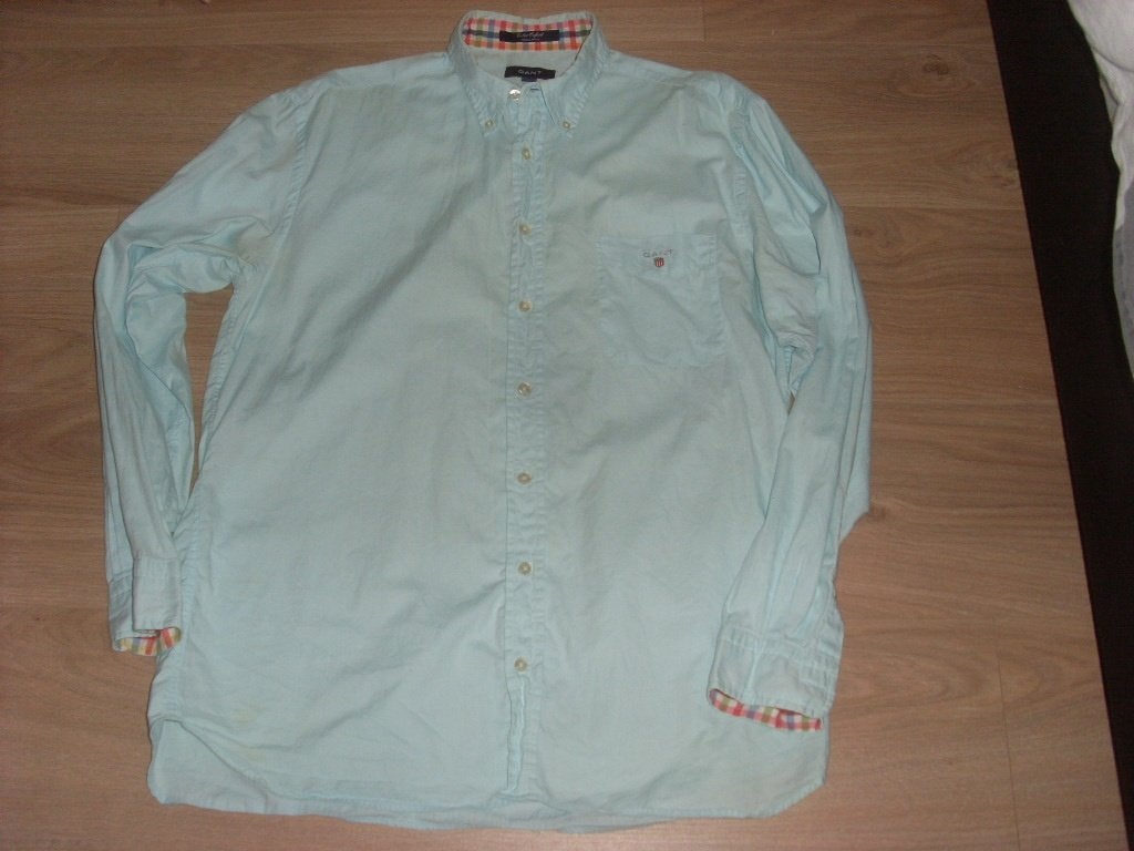 gant overhemd XL turquise, Verzenden, Zo goed als nieuw, Overige kleuren, Halswijdte 43/44 (XL)