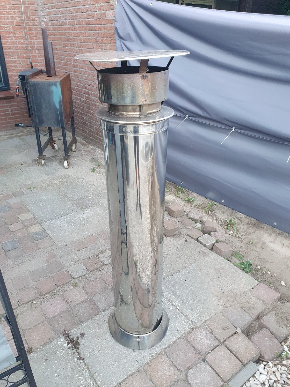 Kachelpijp incl.stormkraag en trekkap., Ophalen of Verzenden, Minder dan 2 meter, 80 mm of meer