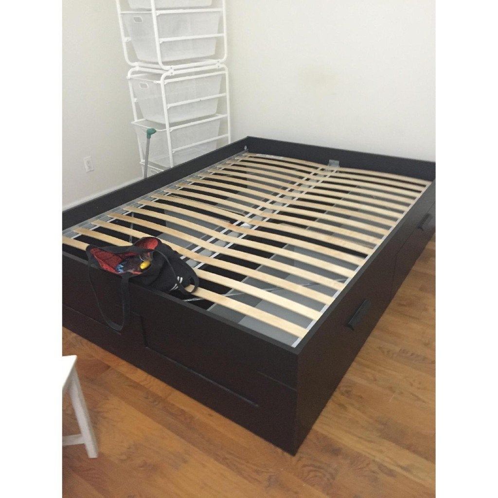 IKEA Brimnes bed 160x200 zwart met 4 lades en lattenbodem, Huis en Inrichting, Slaapkamer | Bedden, Ophalen, Gebruikt, Zwart, Tweepersoons