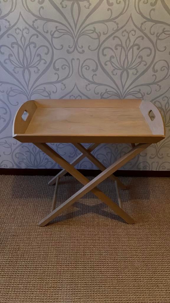 Bijzettafeltje inklapbaar., 75 cm of meer, Rechthoekig, Hout, Ophalen