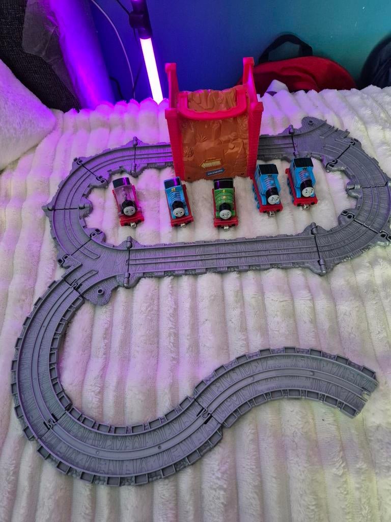 Thomas de Trein Spoorbaan met 5 Treintjes en Accessoires, Ophalen of Verzenden, Gebruikt