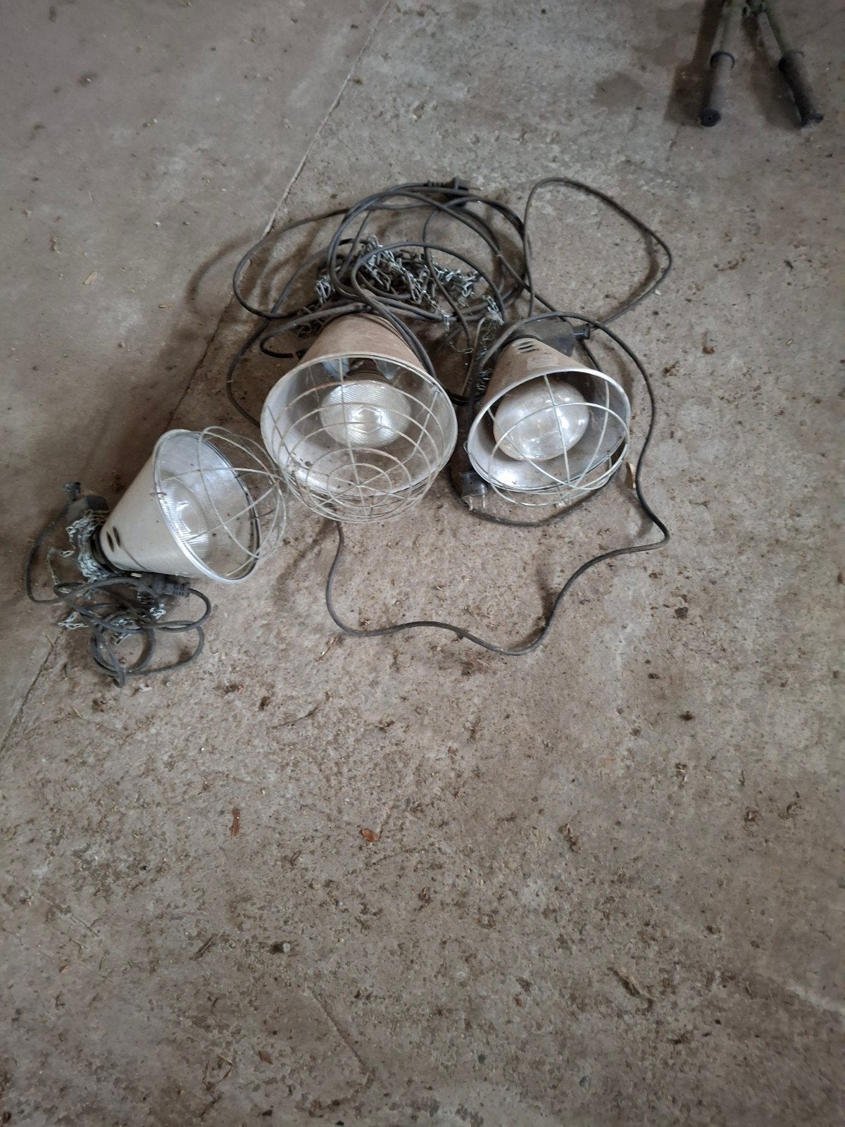 Set van 3 industriële warmtelampen met beschermrooster, Overige merken, Gebruikt, Industrieel, E27 (groot)