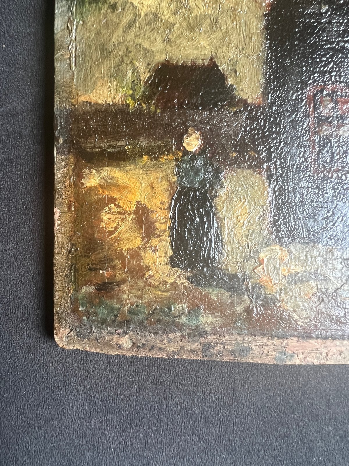 Naïef geschilderd paneeltje uit 1919, Paneel, Overige stijlen, Gedateerd, Ophalen of Verzenden