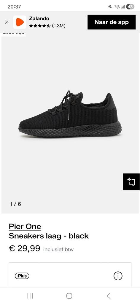 Pier One Zwarte Sneakers - Zo goed als nieuw, Kleding | Heren, Schoenen, Ophalen, Zwart, Pier One, Sneakers of Gympen