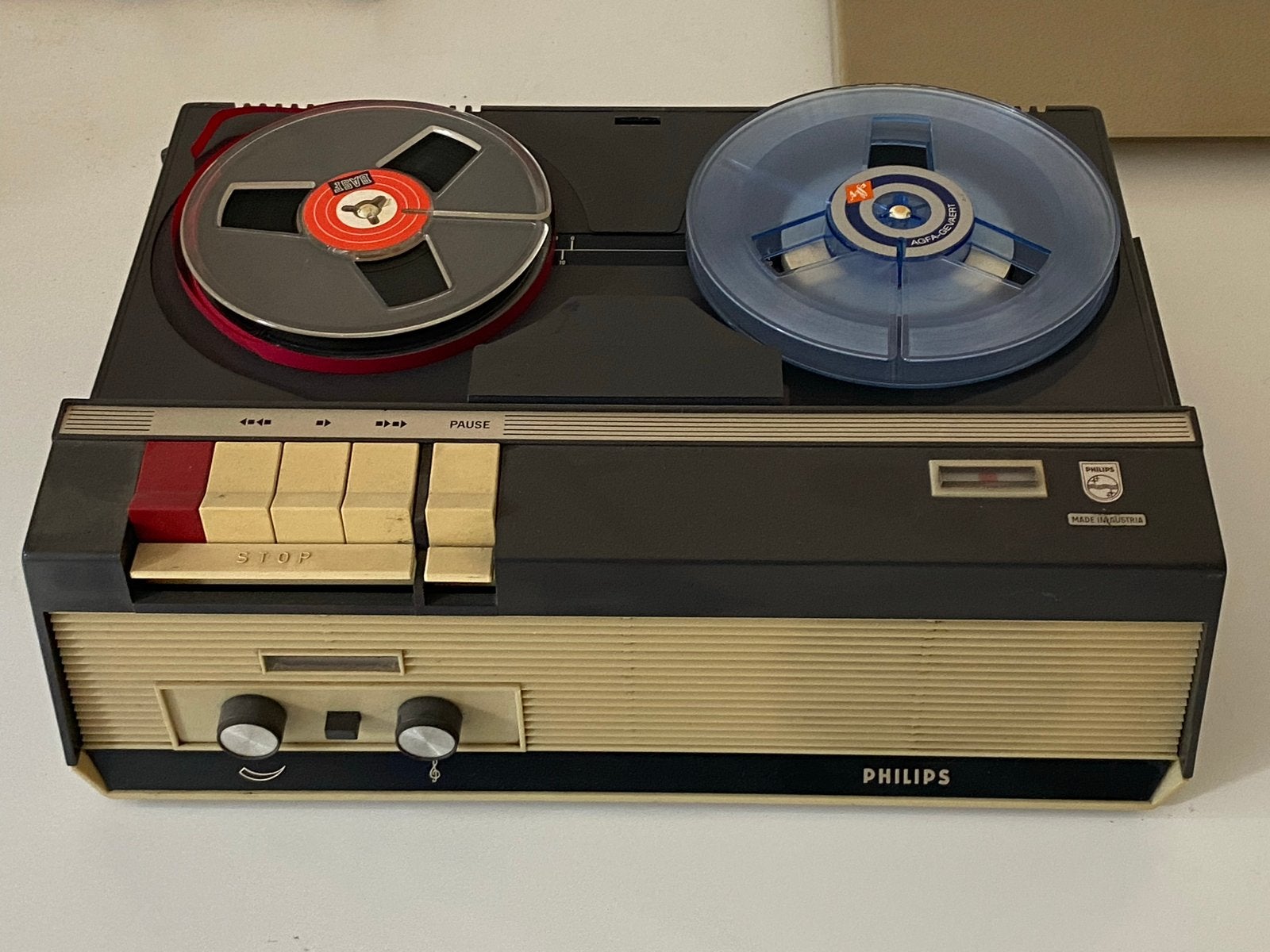 Vintage Philips Bandrecorder - Stofkap intact, Audio, Tv en Foto, Bandrecorders, Ophalen, Bandrecorder, Met stofkap