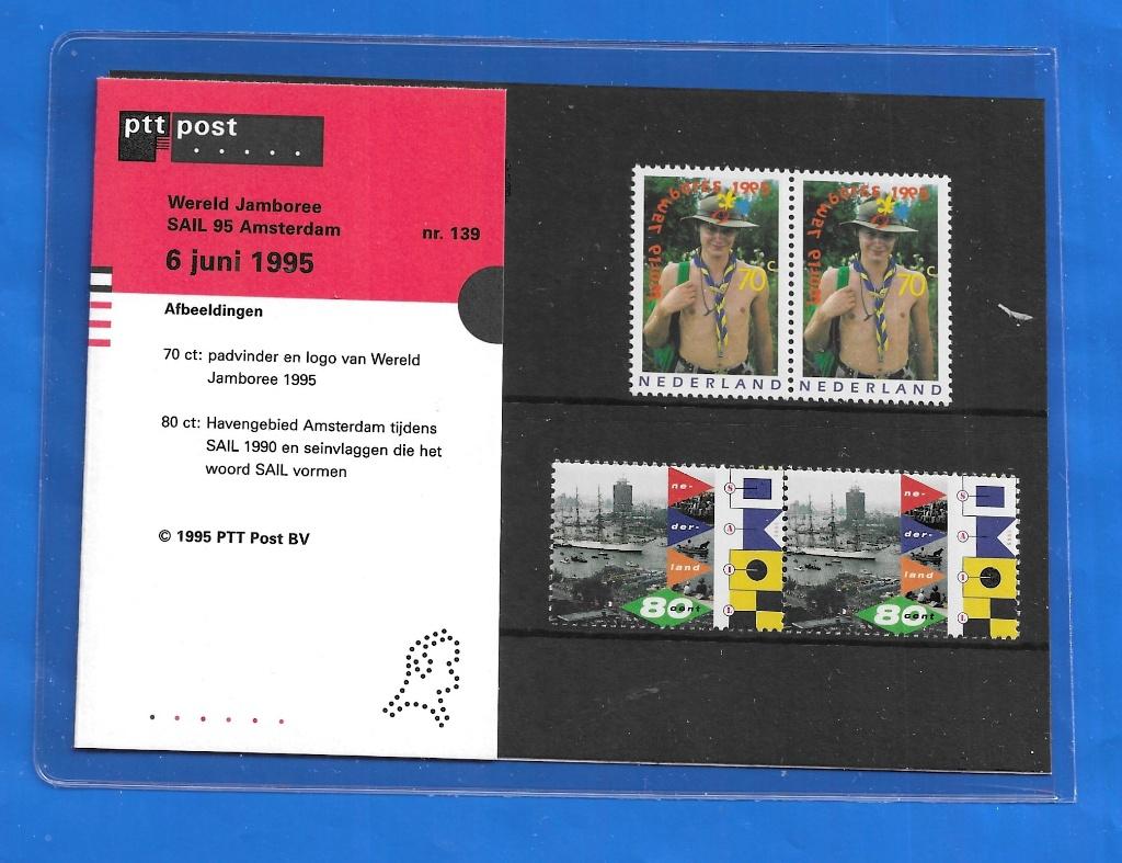 Postzegelmapje 139 - Wereld Jamboree, Sail 95 Amsterdam, Verzenden, Na 1940, Postfris