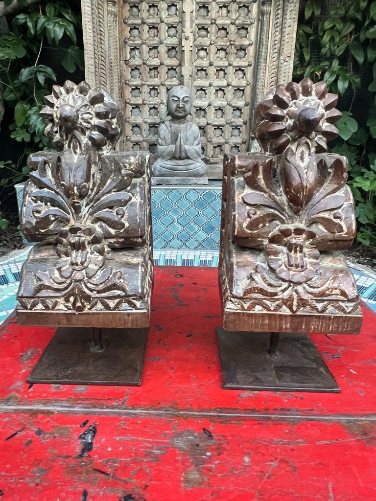 India oude console voet Indiase ornament houtsnijwerk 38 cm, Antiek en Kunst, Overige onderwerpen, Houtsnijwerk, Ophalen of Verzenden