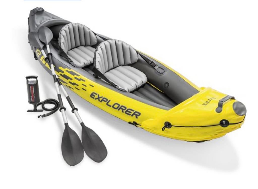 Intex Challenger K2 Opblaasbare Kayak met Pomp en Peddels, Watersport en Boten, Ophalen, Opblaasbaar, Zo goed als nieuw, 2-persoons