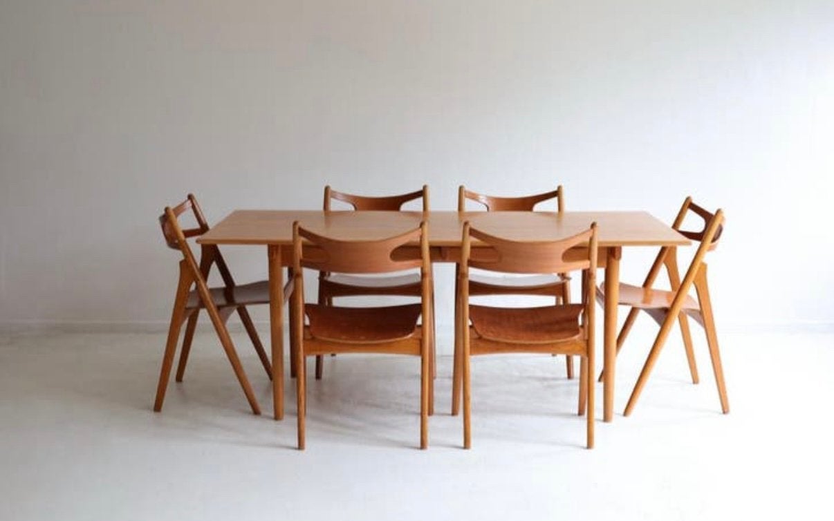 Hans Wegner Sawbuck eetkamerstoelen Carl Hansen, Ophalen, Tijdperk, Zo goed als nieuw, 6 tot 8 stoelen