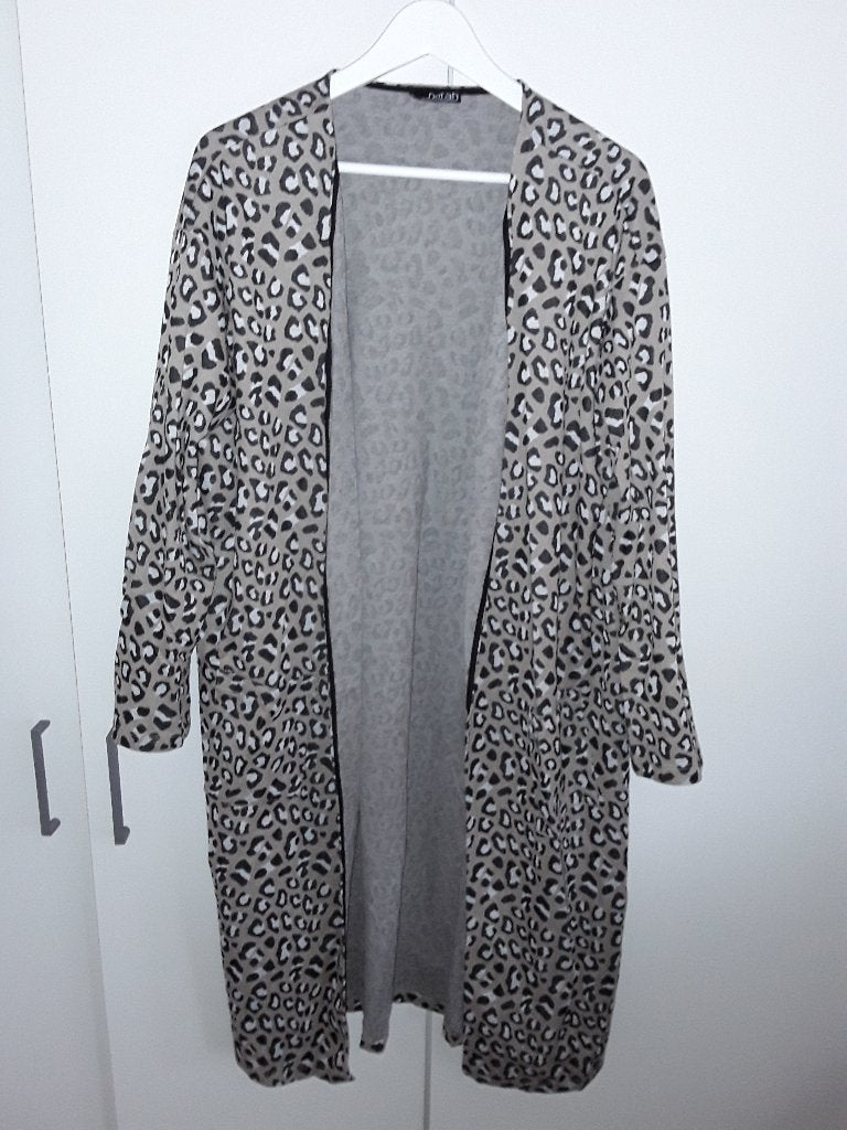 Norah Beige Lang Vest Met Animal Print Maat 48, Beige, Maat 46/48 (XL) of groter, Ophalen of Verzenden, Zo goed als nieuw