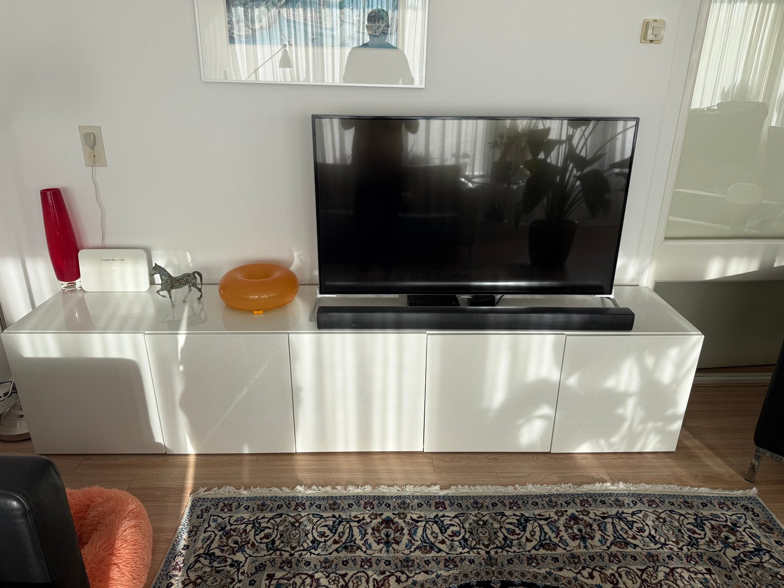 Tv-meubel wit hoogglans, 240 cm breed, Ophalen, Zo goed als nieuw, 200 cm of meer, Minder dan 100 cm