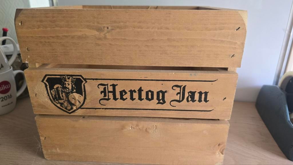 Hertog Jan Houten Krat - Decoratief en Praktisch, Verzamelen, Biermerken, Ophalen of Verzenden, Gebruikt