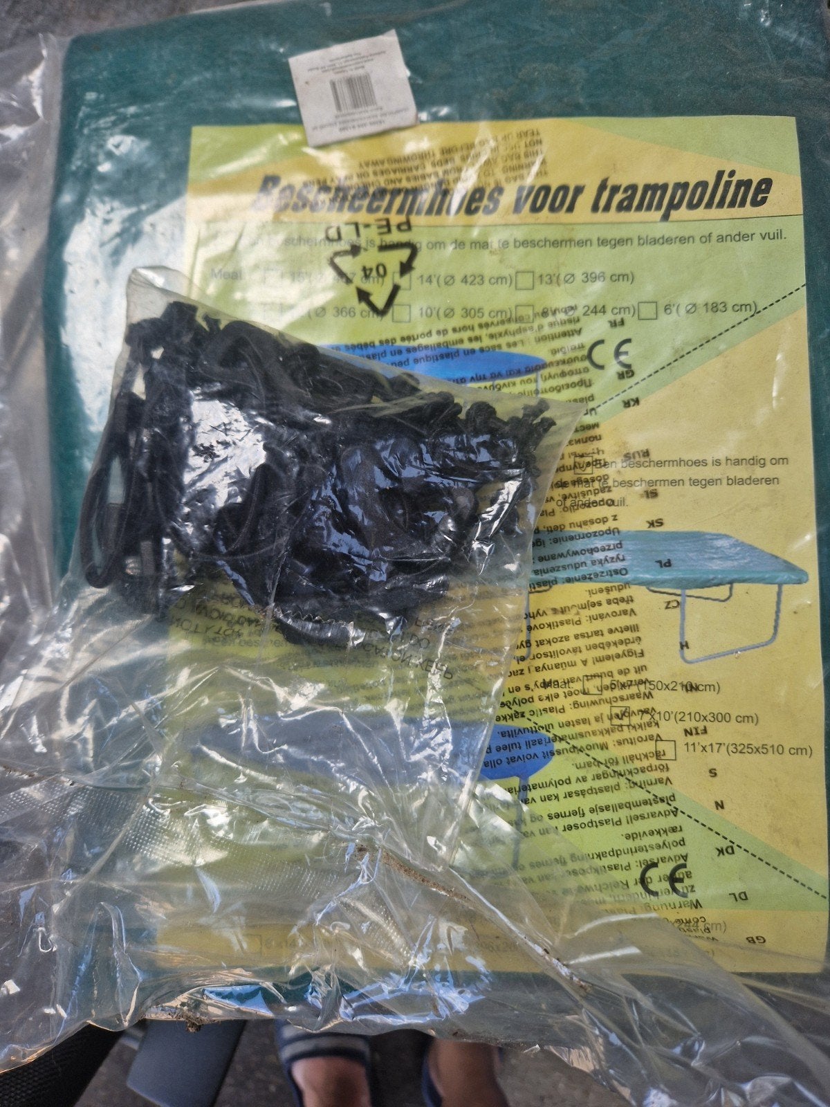 trompoline afdekhoes, Ophalen