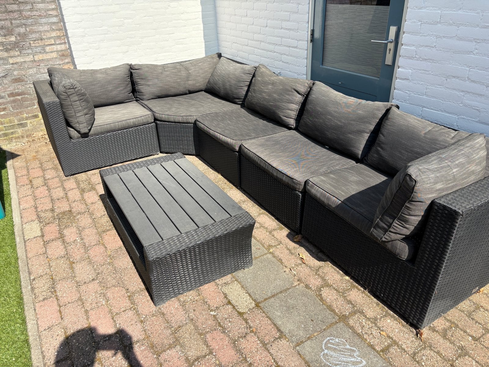 Loungeset Bois le Duc - Ruime hoekbank met tafel, Tuin en Terras, Tuinsets en Loungesets, Ophalen, Gebruikt, 6 zitplaatsen, Loungeset