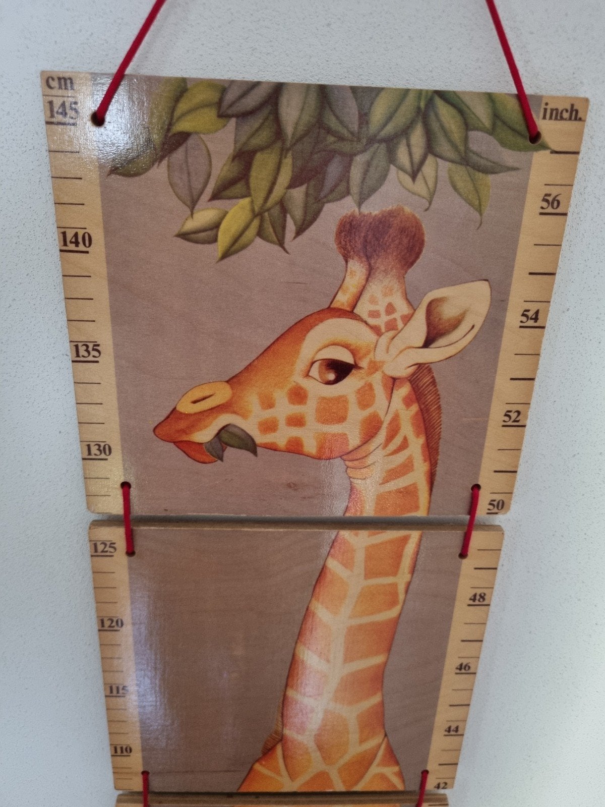 Vintage houten groeimeter giraffe WWF wanddecoratie, Ophalen of Verzenden, Gebruikt, Wanddecoratie