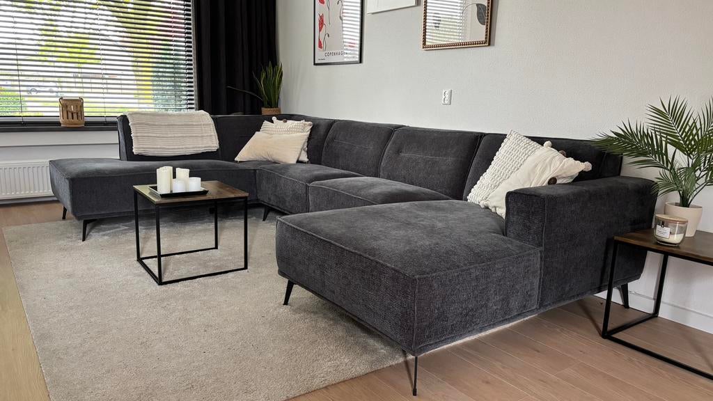 Grote hoekbank donkergrijs – comfortabel & modern, Huis en Inrichting, Banken | Bankstellen, Ophalen, Vierpersoons of meer