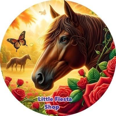L2072 icing frosting paard 17cm eetbare taart plaat print, Ophalen of Verzenden, Nieuw, Taarten, Versiering