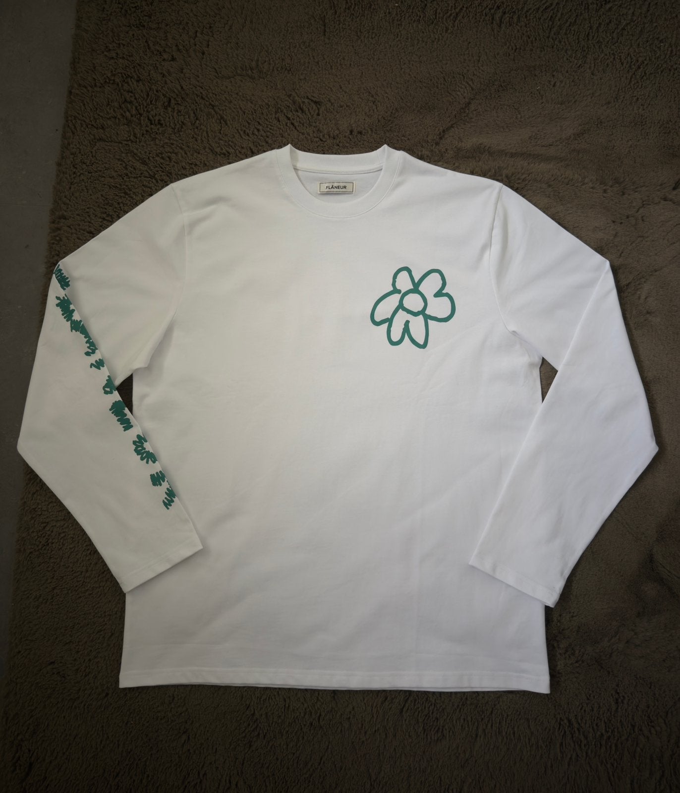Flâneur Flower Doodle witte longsleeve in maat L, Kleding | Heren, Ophalen of Verzenden, Nieuw, Maat 48/50 (M), Wit