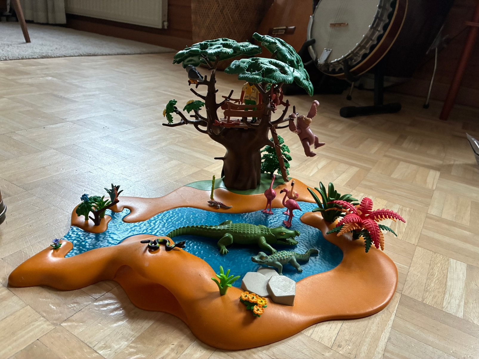 Playmobil meertje met krokodillen met uitkijk in boomhut, Kinderen en Baby's, Ophalen of Verzenden, Gebruikt