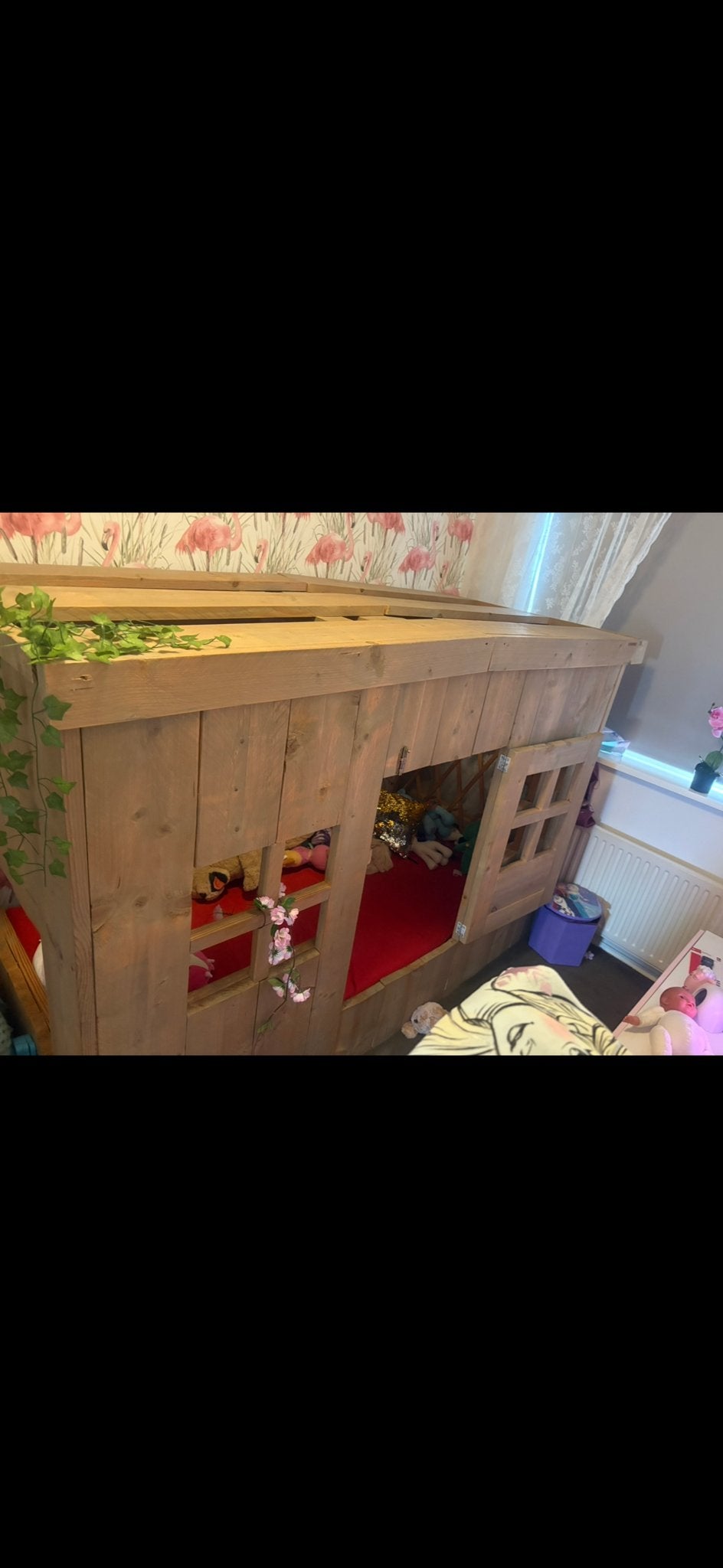 Schattig steigerhouten slaaphuisje, Ophalen, 85 tot 100 cm, Gebruikt, Lattenbodem