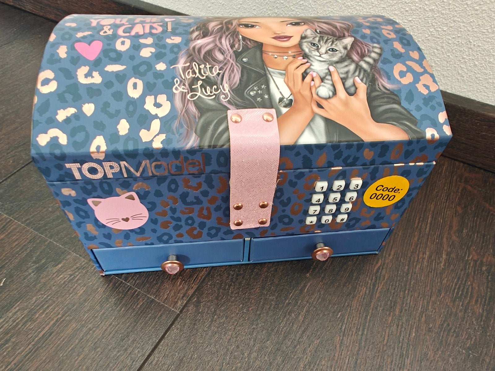 Topmodel sieraden kistje, Blauw, Met slot, Ophalen of Verzenden, Zo goed als nieuw