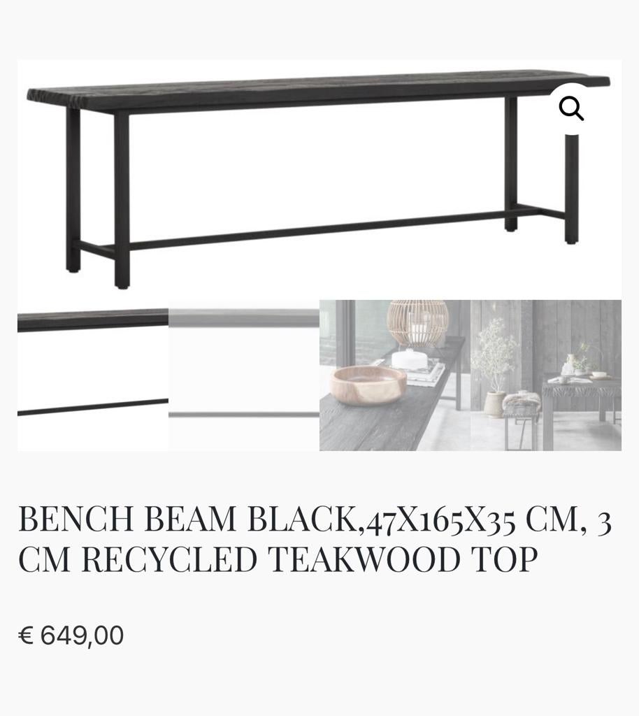 Zwart bankje ter decoratie, Huis en Inrichting, Banken | Bankstellen, Ophalen, Tweepersoons, Minder dan 150 cm