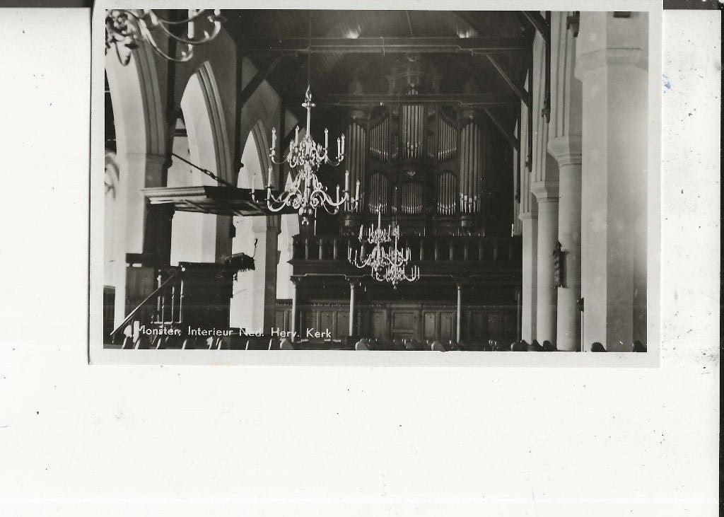 Monster Interieur Ned Herv Kerk met orgel WJ Loof, Verzamelen, Ophalen of Verzenden, 1940 tot 1960, Ongelopen, Zuid-Holland