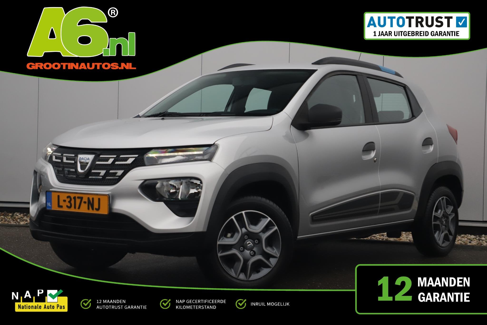 Dacia Spring Business 27 kWh Automaat Leder Navigatie Camera, Auto's, Dacia, Gebruikt, 920 kg, Parkeersensor, 30 €/maand