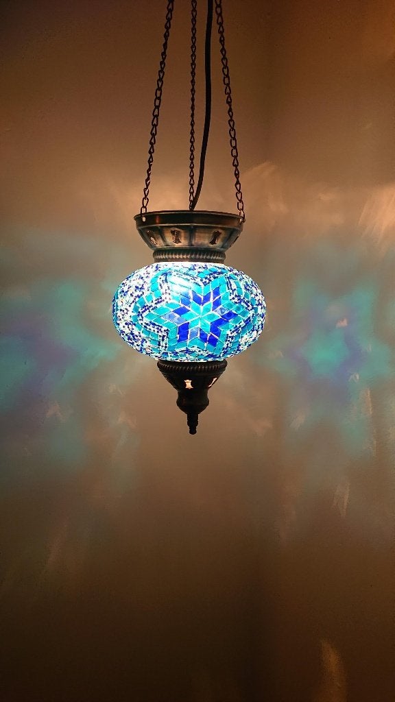 Diverse Oosterse Marokkaanse Turkse hanglamp glasmozaiek, Oosters Arabisch 1001nacht Boho Ibiza Marrakech Marokkaans Turks, E14 (klein)