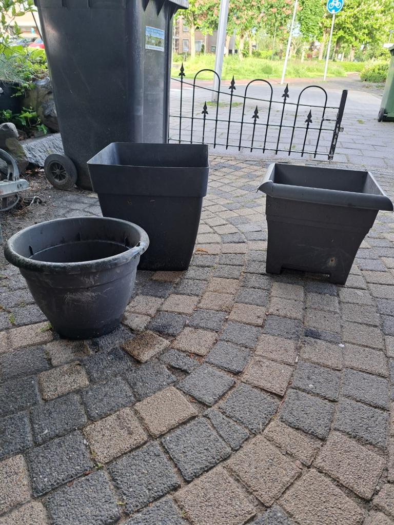 Plastic terraspotten, tuinposter gratis, Tuin en Terras, Bloembakken en Plantenbakken, Ophalen, Rond, Kunststof, 30 tot 60 cm