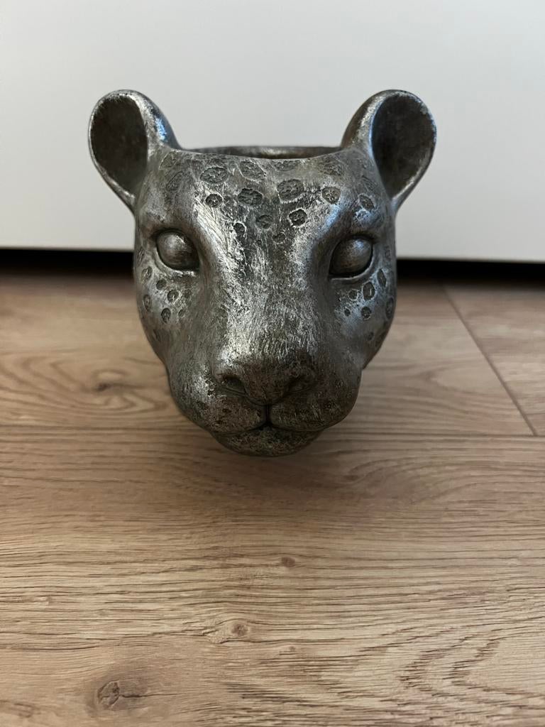 Zilveren Bloempot Panterhoofd - Uniek Design, Overige materialen, Ophalen of Verzenden, Overige vormen, Binnen