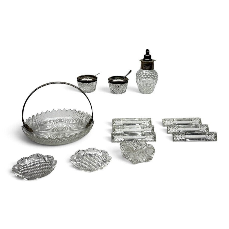 Lot kristal, waaronder met zilveren monturen (13x), Ophalen of Verzenden