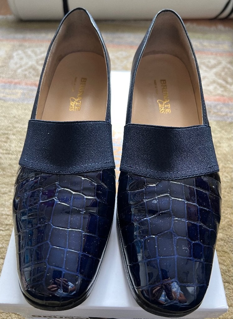 Schoenen / schoen Brunate blauw krokodil lak/ leer 39G ZGAN, Ophalen of Verzenden, Zo goed als nieuw, Zwart, Sneakers of Gympen