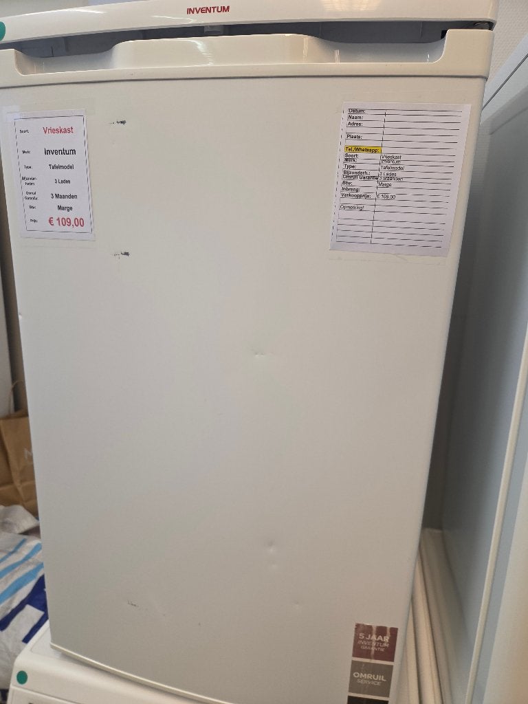 vrieskast - Inventum - tafelmodel - 3 lades, Gebruikt, Minder dan 85 cm, Webshop@inventum.eu, Minder dan 60 cm