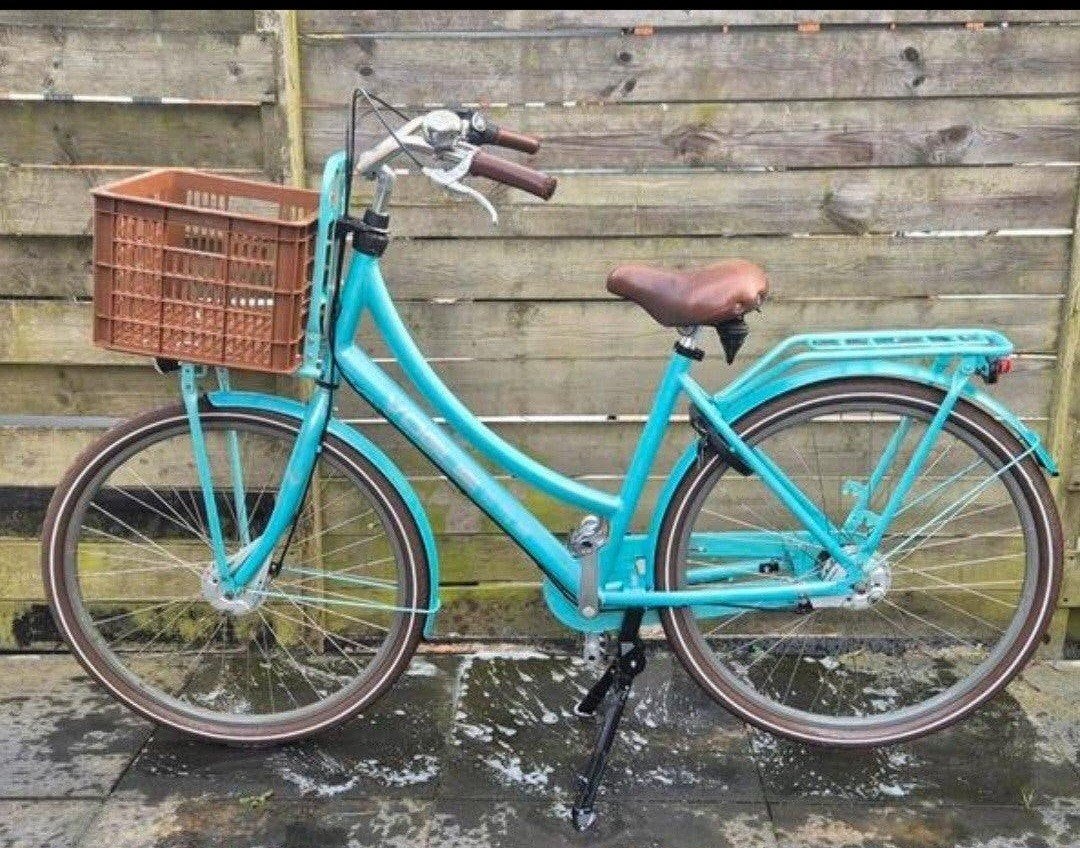 Stadsfiets dames - Turquoise met mandje, Velgrem, 50 tot 53 cm, Ophalen, Overige merken