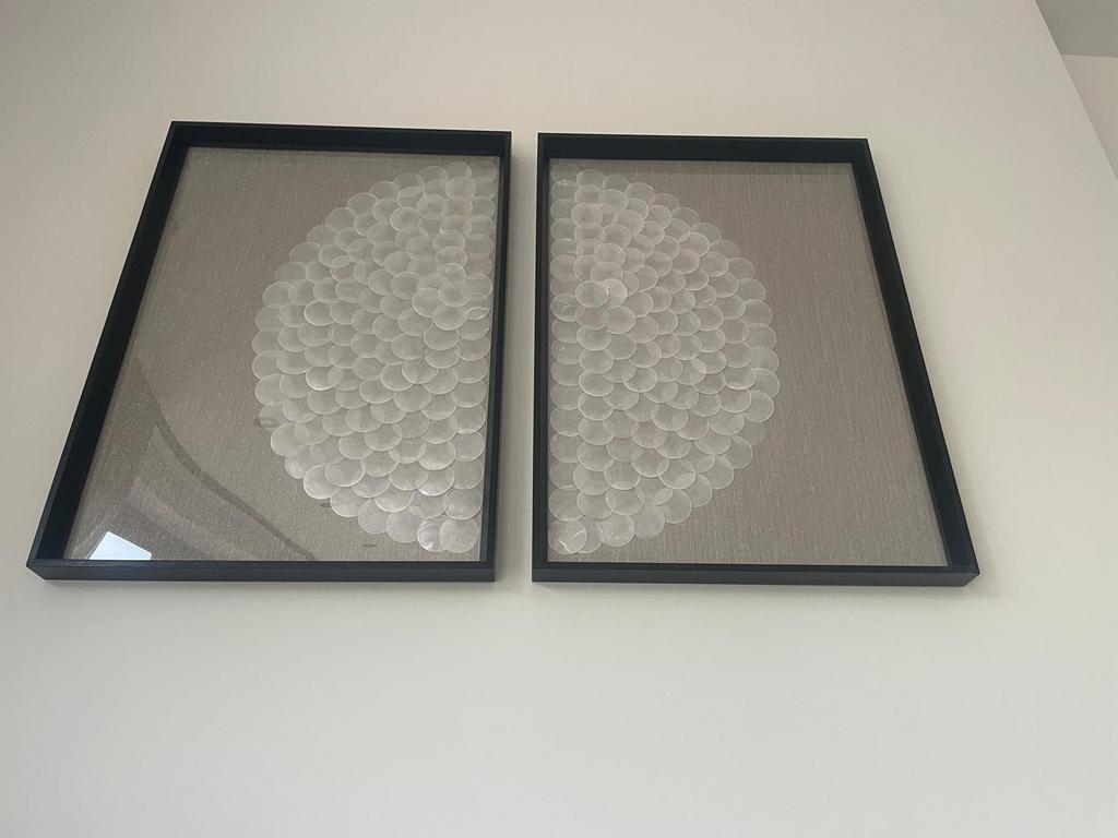 Handgemaakte capiz schelpen schilderijen, Decoratieobject, Ophalen of Verzenden, Zo goed als nieuw, 52 cm