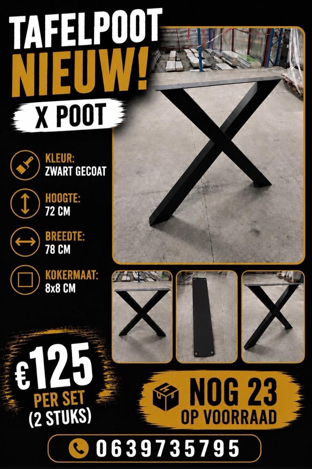 Partij van 71 Nieuwe Tafelpoten - Diverse Modellen, Huis en Inrichting, Tafelonderdelen, Ophalen, Tafelpoot, 50 tot 100 cm, 100 tot 150 cm
