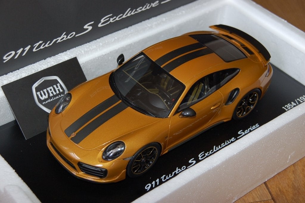1:18 PORSCHE 911 991 TURBO S exclusive gold Spark WRH, Verzenden, Zo goed als nieuw, Auto, Overige merken