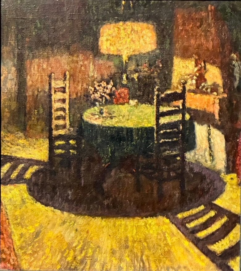 Dortse Kunst,“Interieur met lamplicht”Hans Petri( 1919-1996), Ophalen, Zo goed als nieuw, Schilder- en Tekenkunst