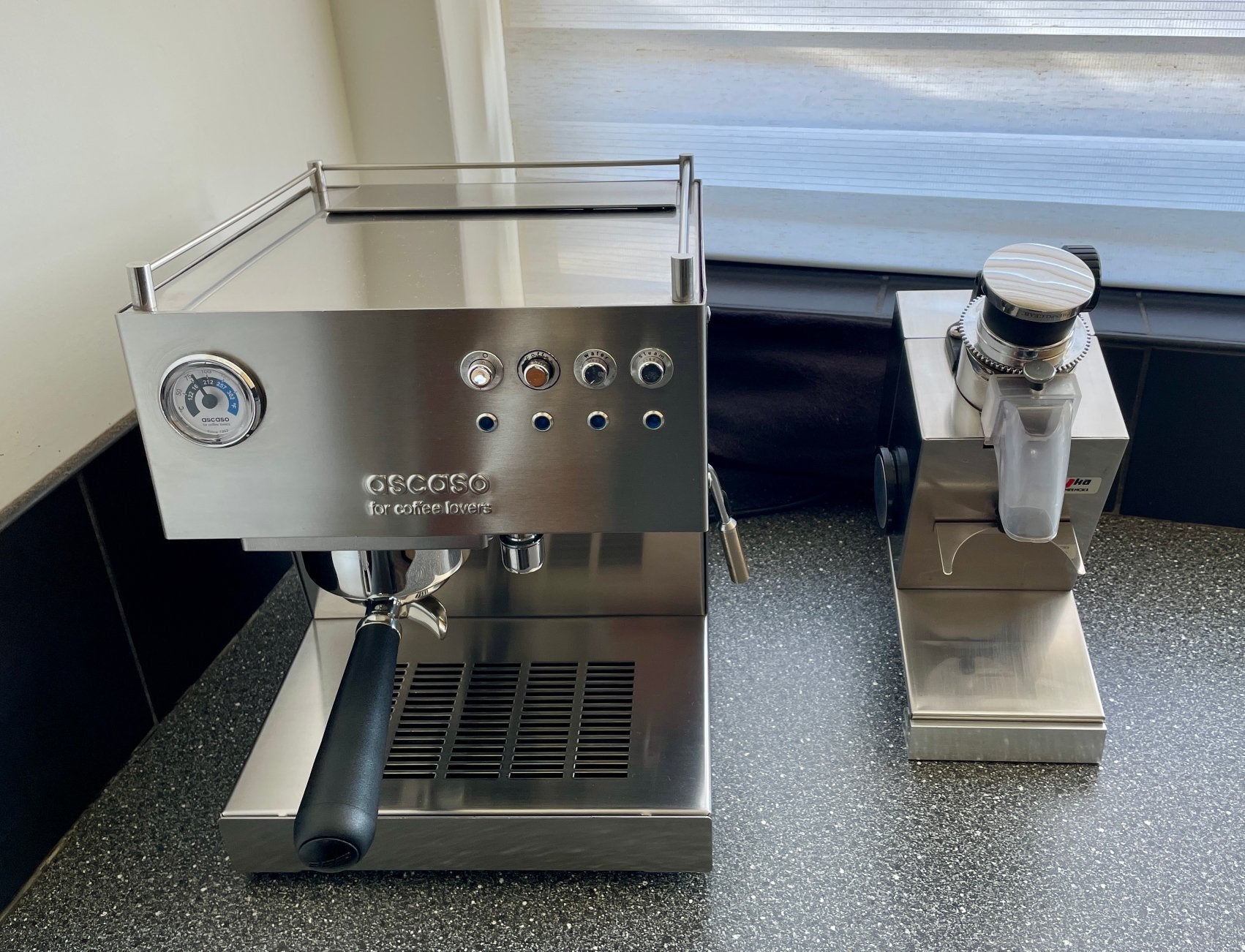 Ascaso duo steel prof espressomachine (zie omschrijving), 10 kopjes of meer, Ophalen, Zo goed als nieuw, Espresso apparaat