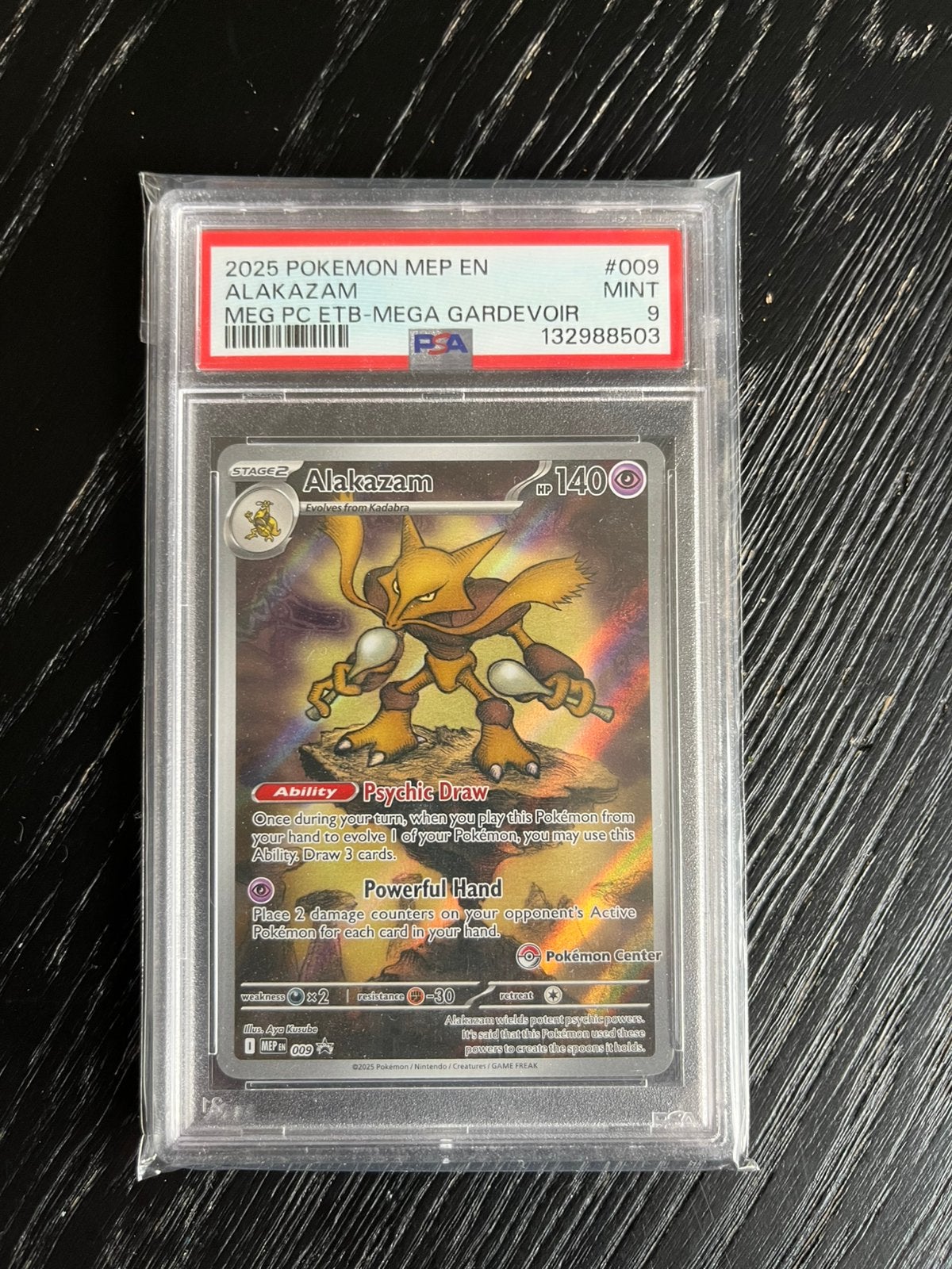 MEP 009 Alakazam Pokemon Center PSA 9, Ophalen, Zo goed als nieuw