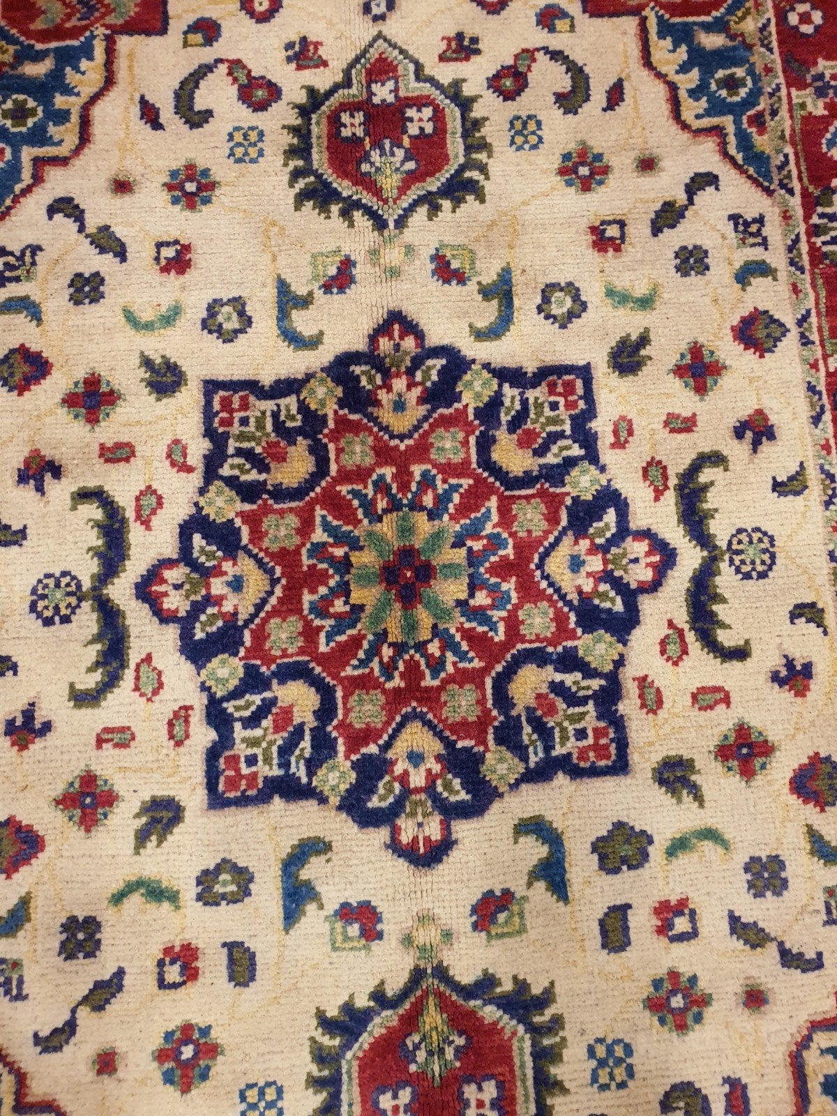 Handgeknoopt oosters tapijt kazak 123x78, Huis en Inrichting, Stoffering | Tapijten en Kleden, Info@SlatsAntiek.nl, Crème, 100 tot 150 cm