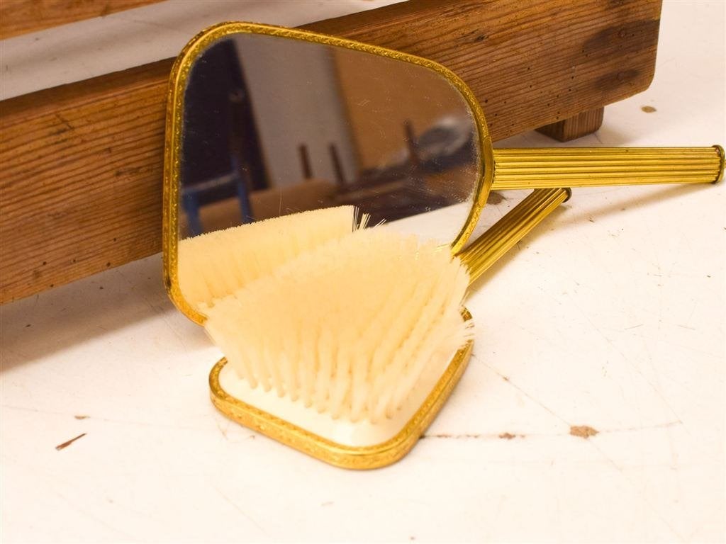Vintage borstel en spiegel 52085, Ophalen of Verzenden, Overige vormen, Minder dan 50 cm