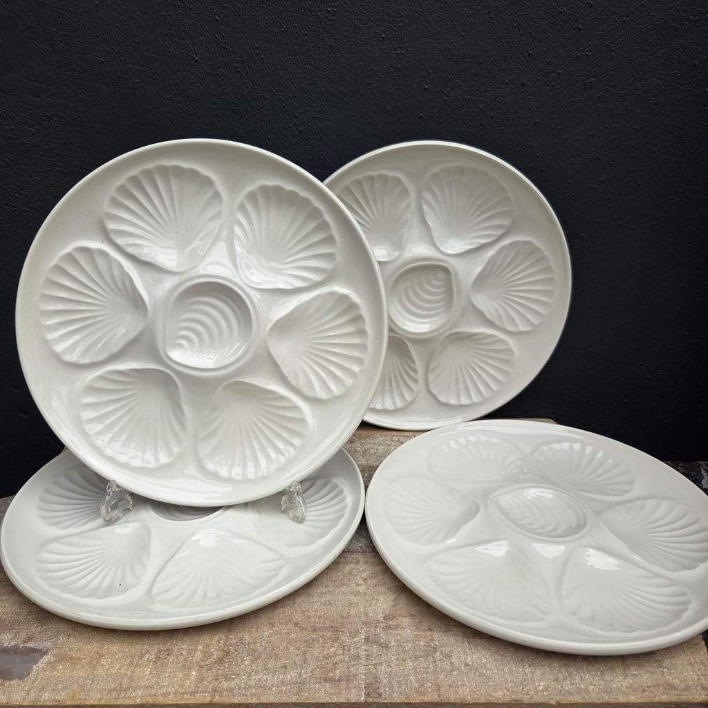 4 brocante oesterborden van Moulin des Loups, Antiek en Kunst, Ophalen of Verzenden