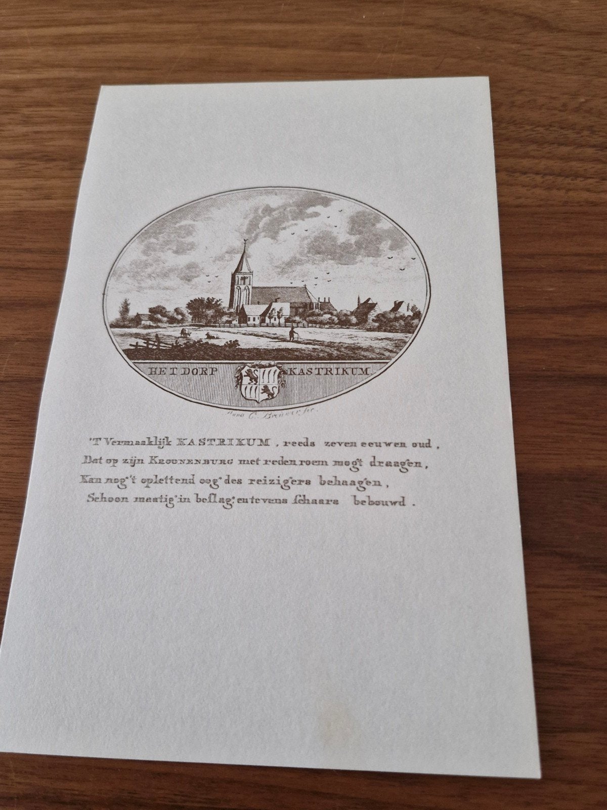 Prent 'Het Dorp Kastrikum' - Historisch Gezicht, Ophalen of Verzenden, Voor 1940, Gebruikt